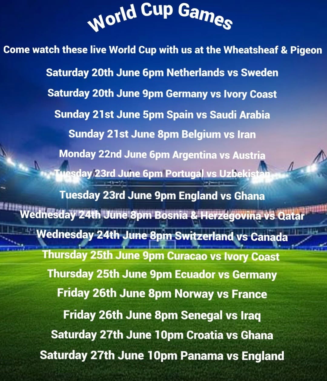 World Cup games